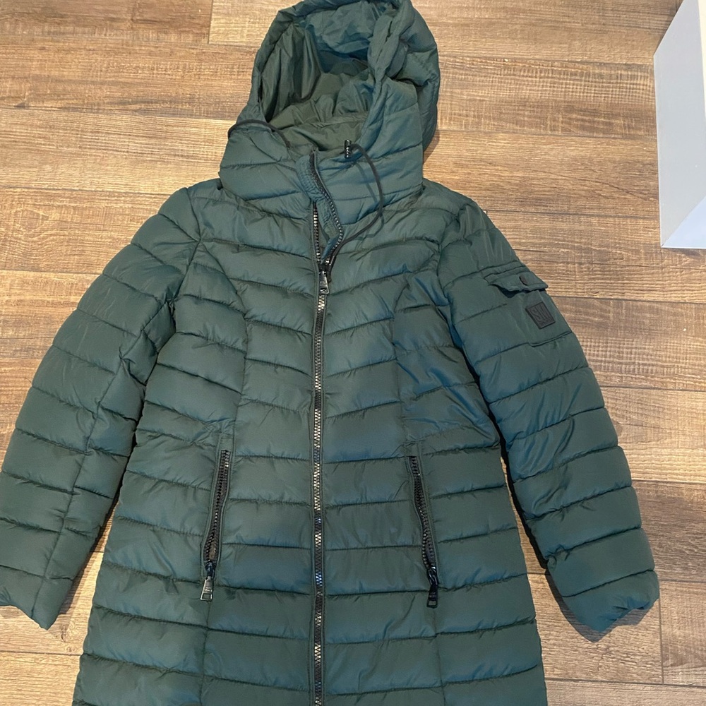 Hunter Green Packable Hooded Puffer Coat